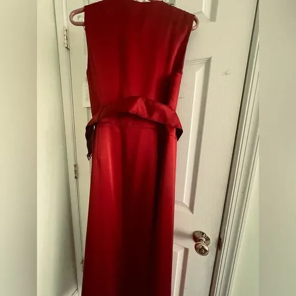 Talbots Silk Evening Gown - NWT - Burgundy Red - Wedding dress w belt -  size 10 - threedaughtersproperties.com